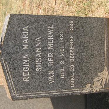 MERWE Regina Maria Susanna, van der 1889-1966