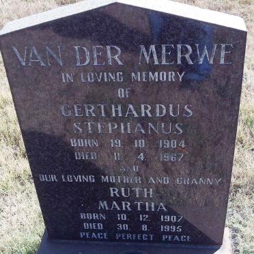 MERWE Gerhardus Stephanus, van der 1904-1967 &amp; Ruth Martha 1907-1995