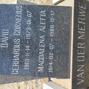 MERWE David Gerhardus Cornelius, van der 1913-1973 &amp; Magdalena Aletta 1914-1988