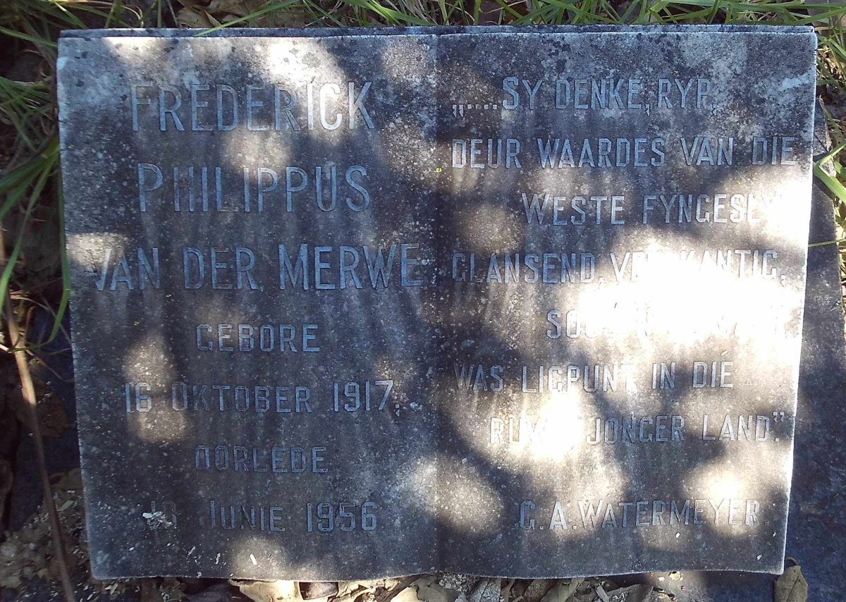 MERWE Frederick Philippus, van der 1917-1956