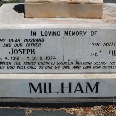 MILHAM Joseph 1912-1974 &amp; Isobel Helen 1913-2010