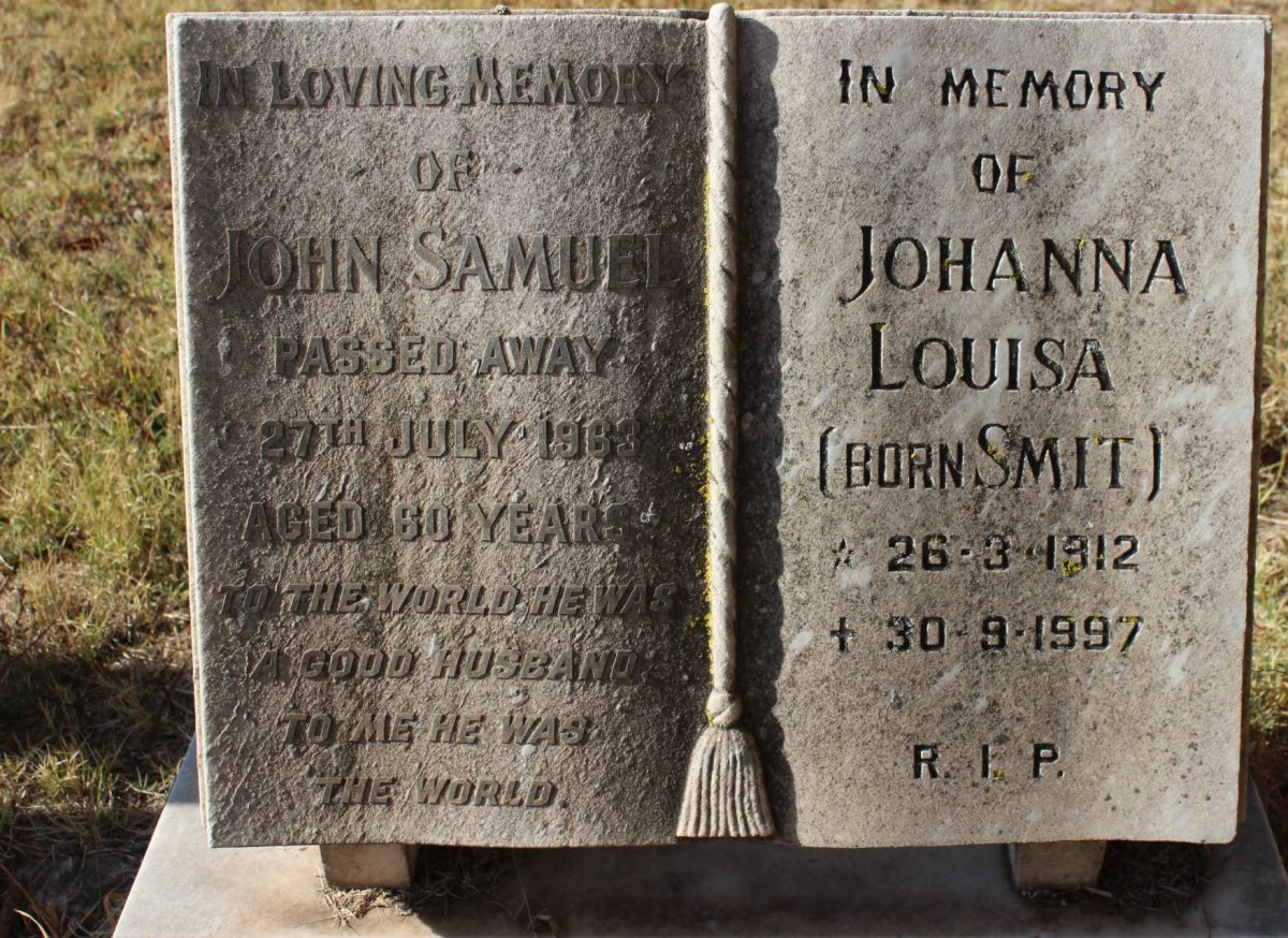 MILNE John Samuel -1963 &amp; Johanna Louisa SMIT 1912-1997