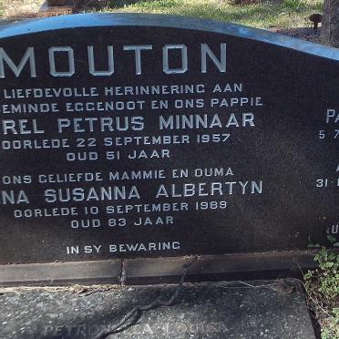 MOUTON Karel Petrus Minnaar -1957 &amp; Anna Susanna Albertyn -1989 :: MOUTON Paul Lennox 1934-1988 :: MOUTON Annalise 1976-1976