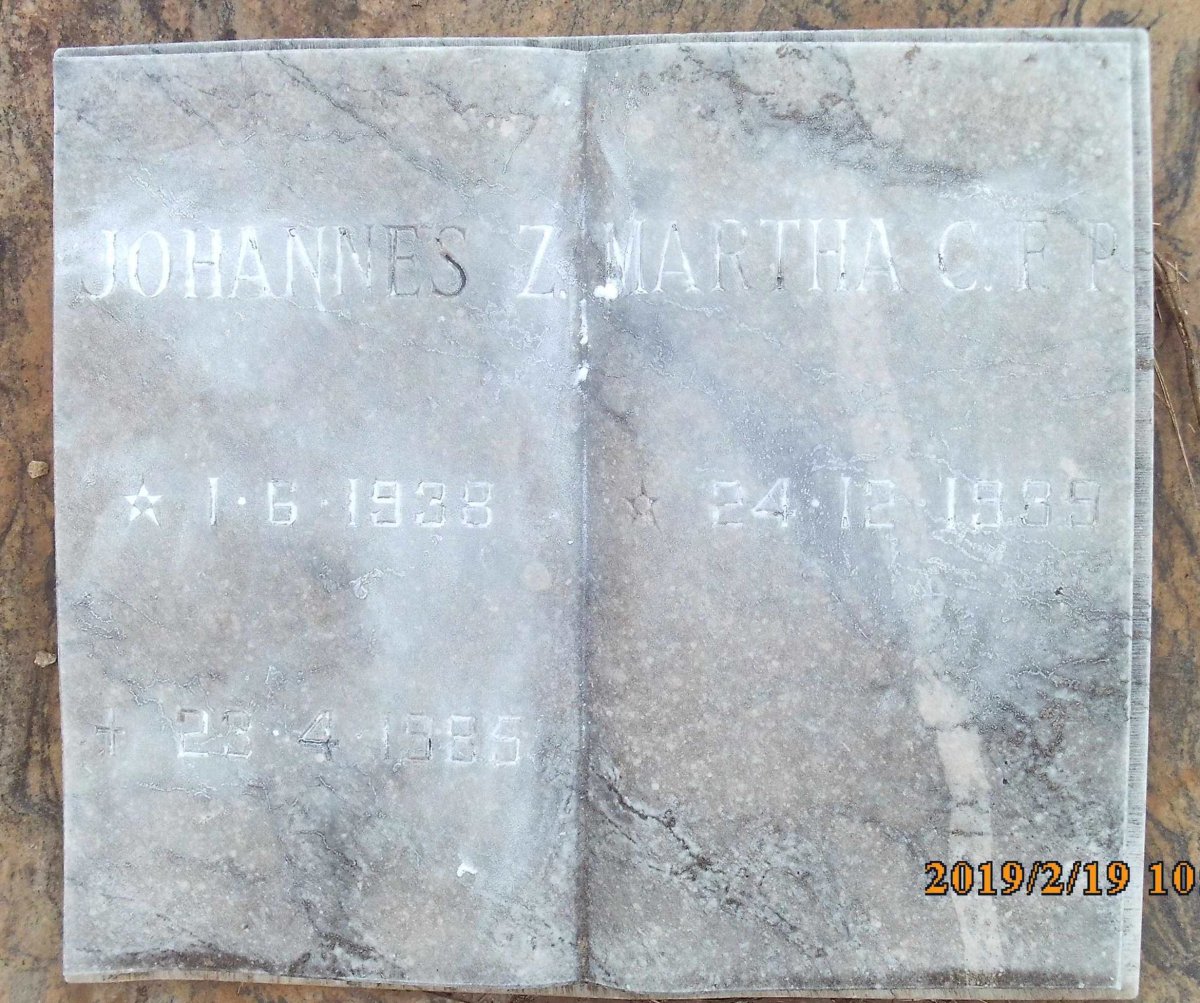 MOOLMAN Johannes Z. 1938-1985 :: MOOLMAN Martha C.F.P. 1989-