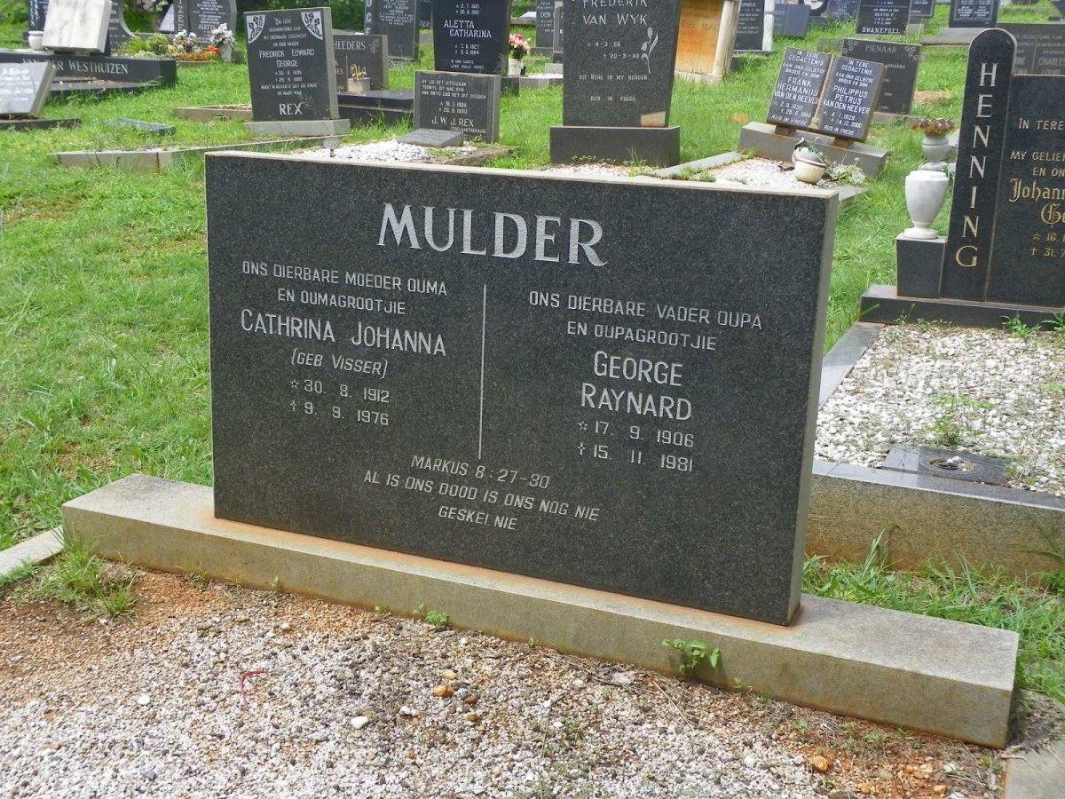MULDER George Raynard 1906-1981 &amp; Cathrina Johanna VISSER 1912-1976