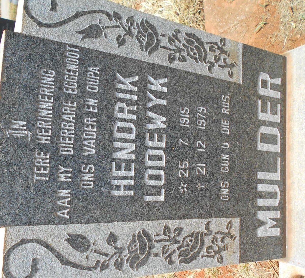 MULDER Hendrik Lodewyk 1915-1979