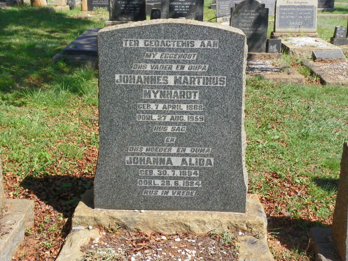 MYNHARDT Johannes Martinus 1888-1959 &amp; Johanna Alida 1894-1984