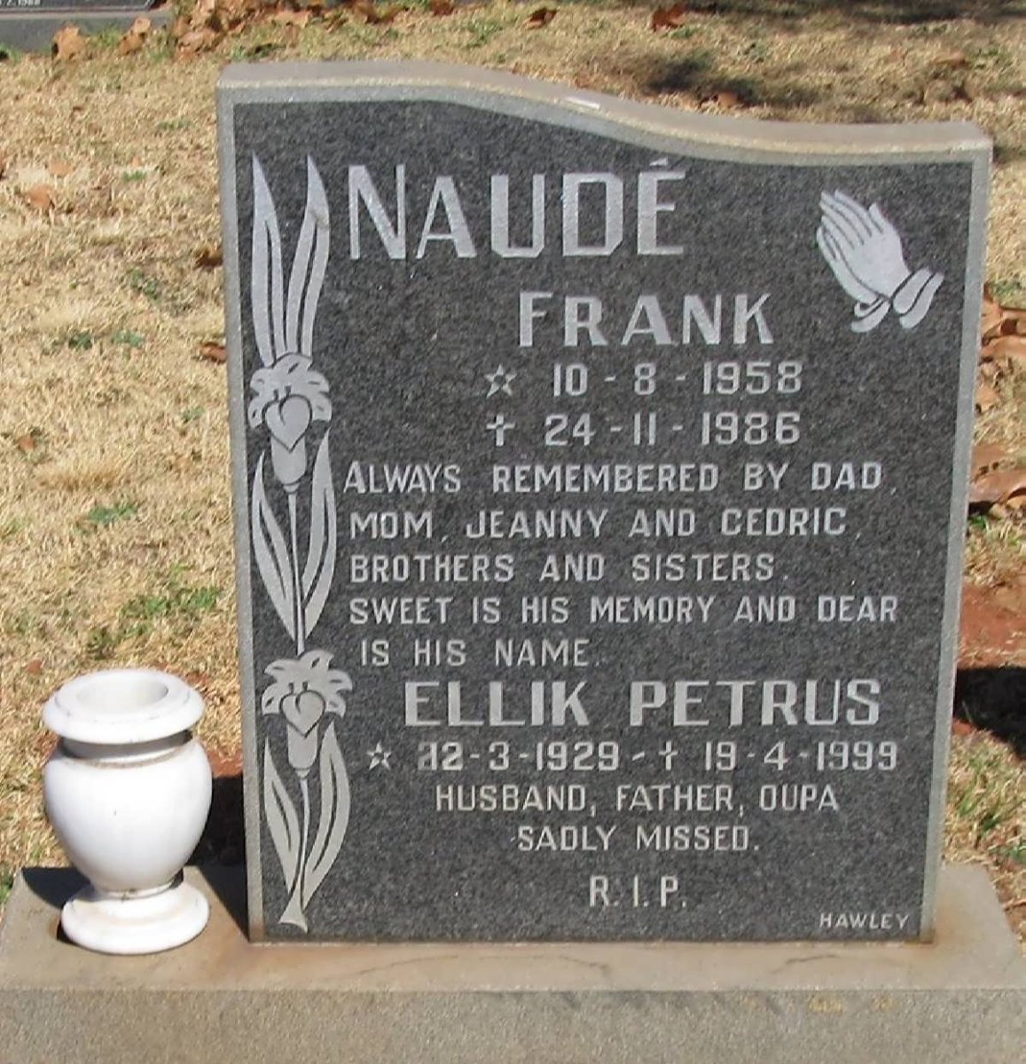 NAUDE Ellik Petrus 1929-1999 :: Frank 1958-1986