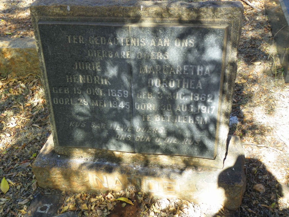 NAUDE Jurie Hendrik 1859-1945 &amp; Margaretha Dorothea 1862-1917