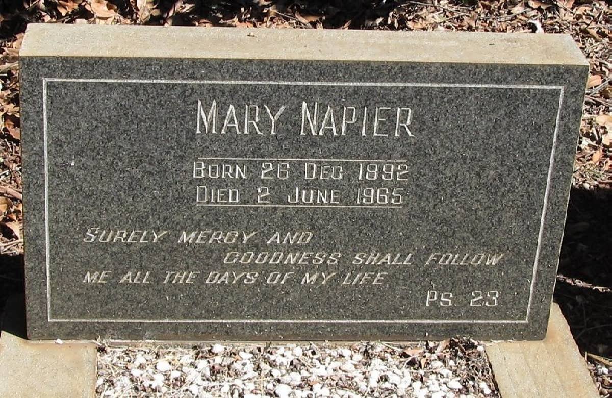 NAPIER Mary 1892-1965