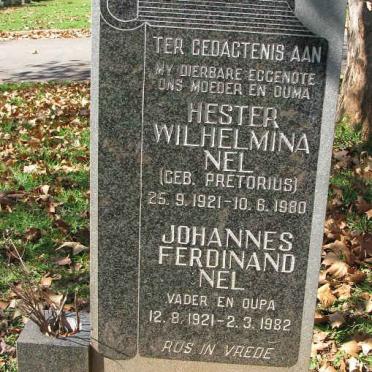 NEL Johannes Ferdinand 1921-1982 &amp; Hester Wilhelmina PRETORIUS 1921-1980 