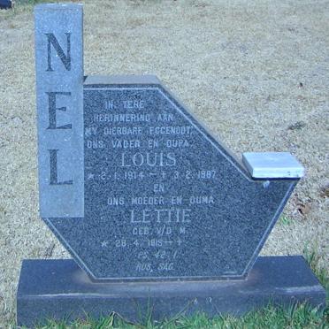 NEL Louis 1914-1987 &amp; Lettie van der MERWE 1915-