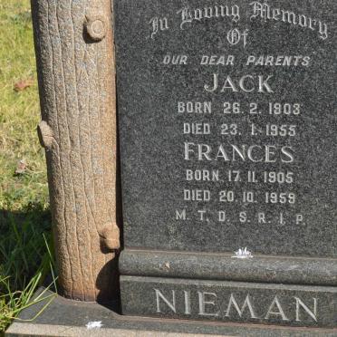 NIEMAN Jack 1903-1955 &amp; Frances 1905-1959