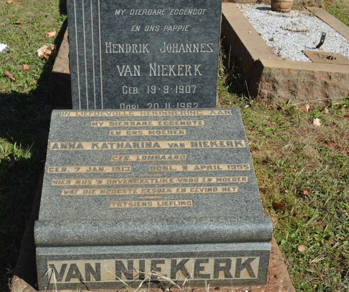 NIEKERK Hendrik Johannes, van 1907-1962 & Anna Katharina LOMBAARD 1913-1955