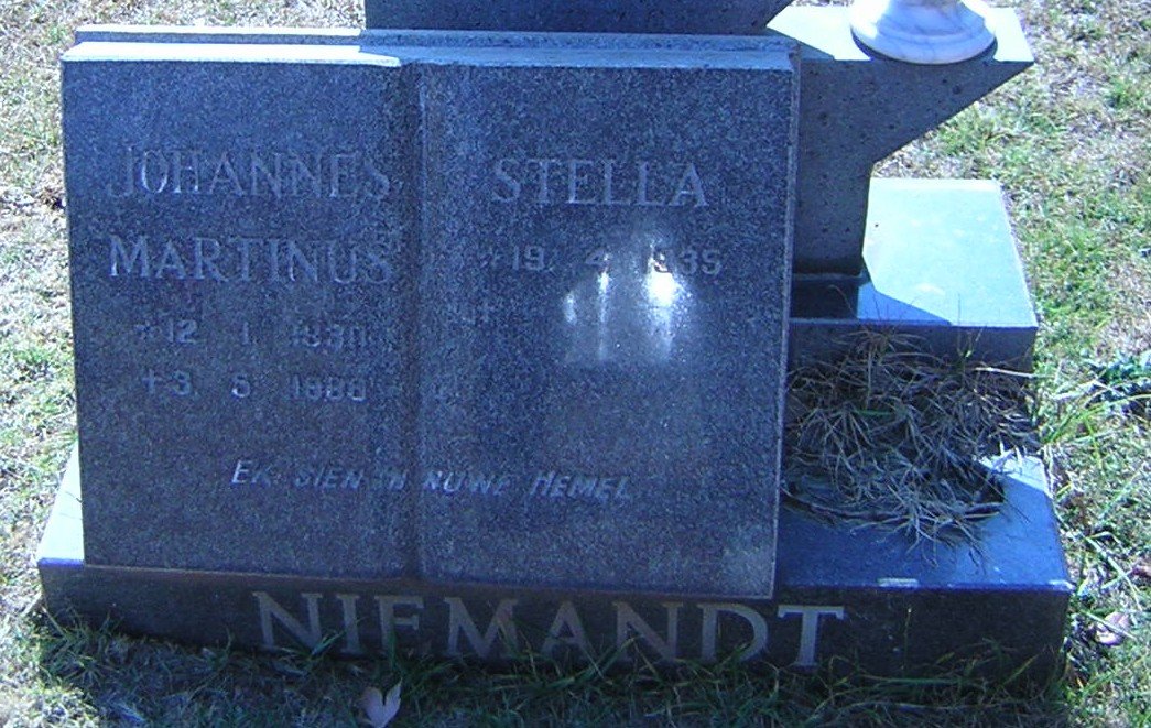 NIEMANDT Johannes Martinus 1930-1986 &amp; Stella 1935-