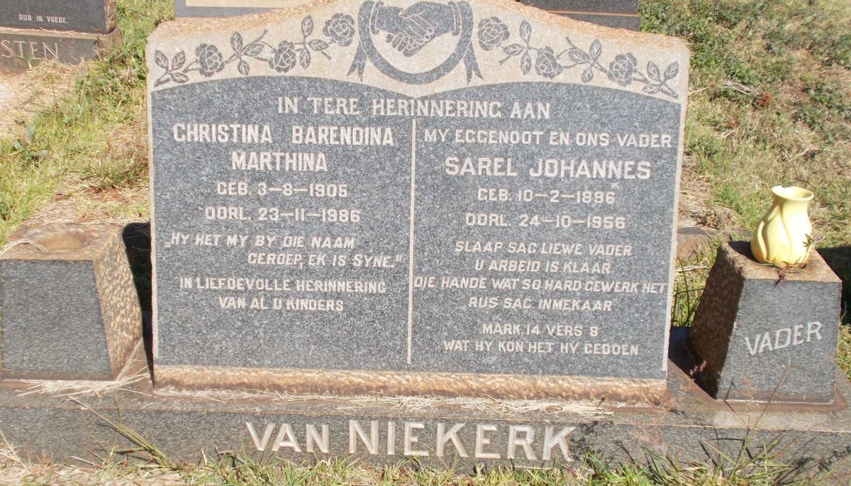 NIEKERK Sarel Johannes, van 1896-1956 &amp; Christina Barendina Marthina 1905-1986