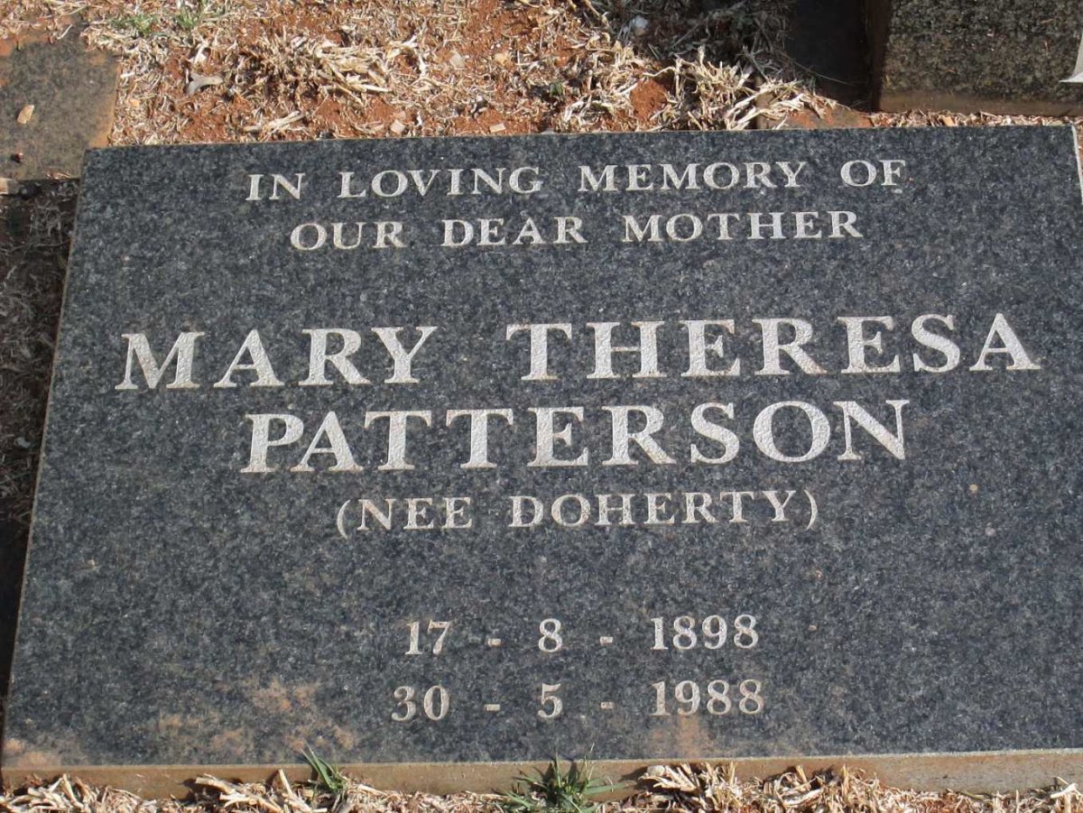 PATTERSON Mary Theresa nee DOHERTY 1898-1988