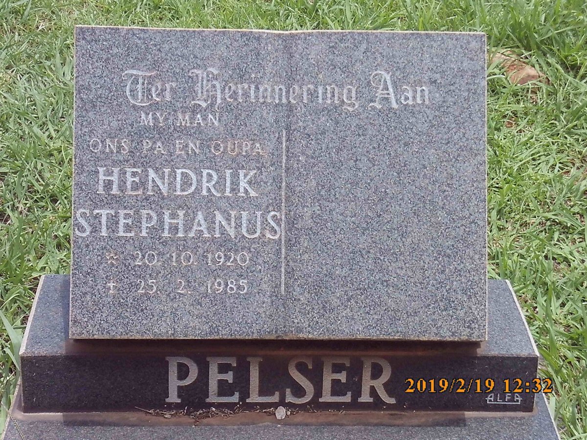 PELSER Hendrik Stephanus 1920-1985