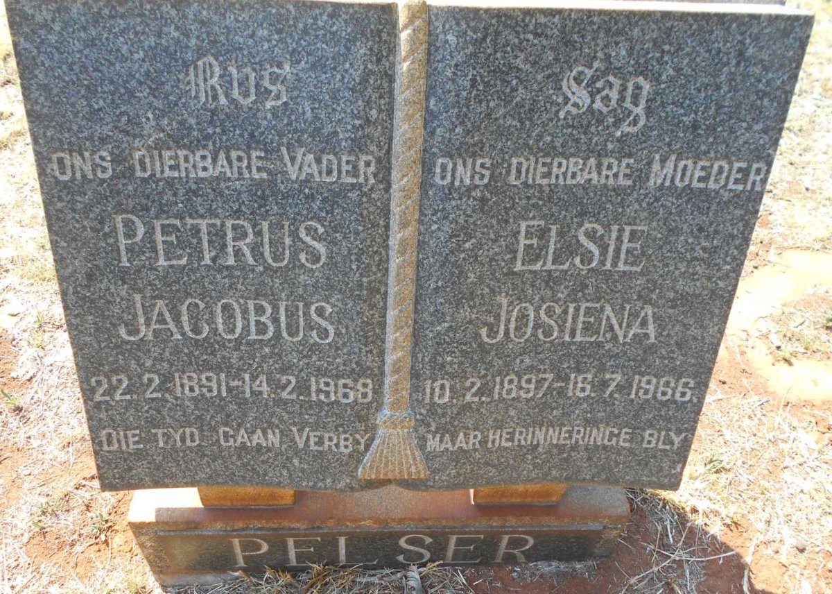 PELSER Petrus Jacobus 1891-1968 &amp; Elsie Josiena 1897-1966