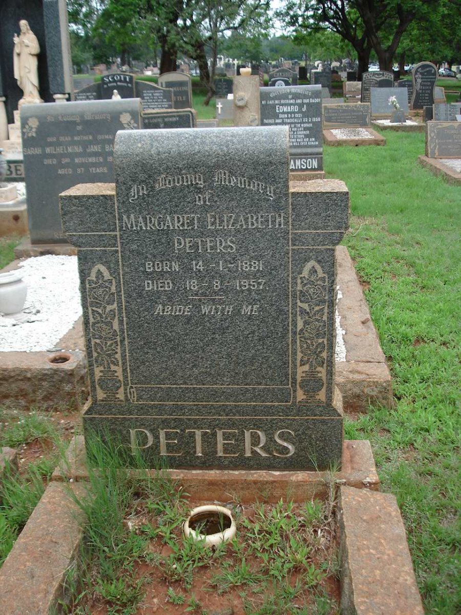 PETERS Margaret Elizabeth 1881-1957