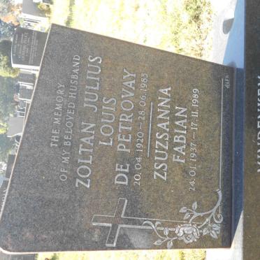 PETROVAY Zoltan Julius Louis, de 1920-1985 &amp; Zsuzsanna Fabian 1937-1989