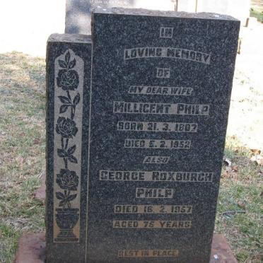 PHILP George Roxburgh -1957 &amp; Millicent 1887-1952