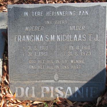 PISANIE Nicolaas T.J., du 1910-1973 &amp; Francina S.M. 1910-1961