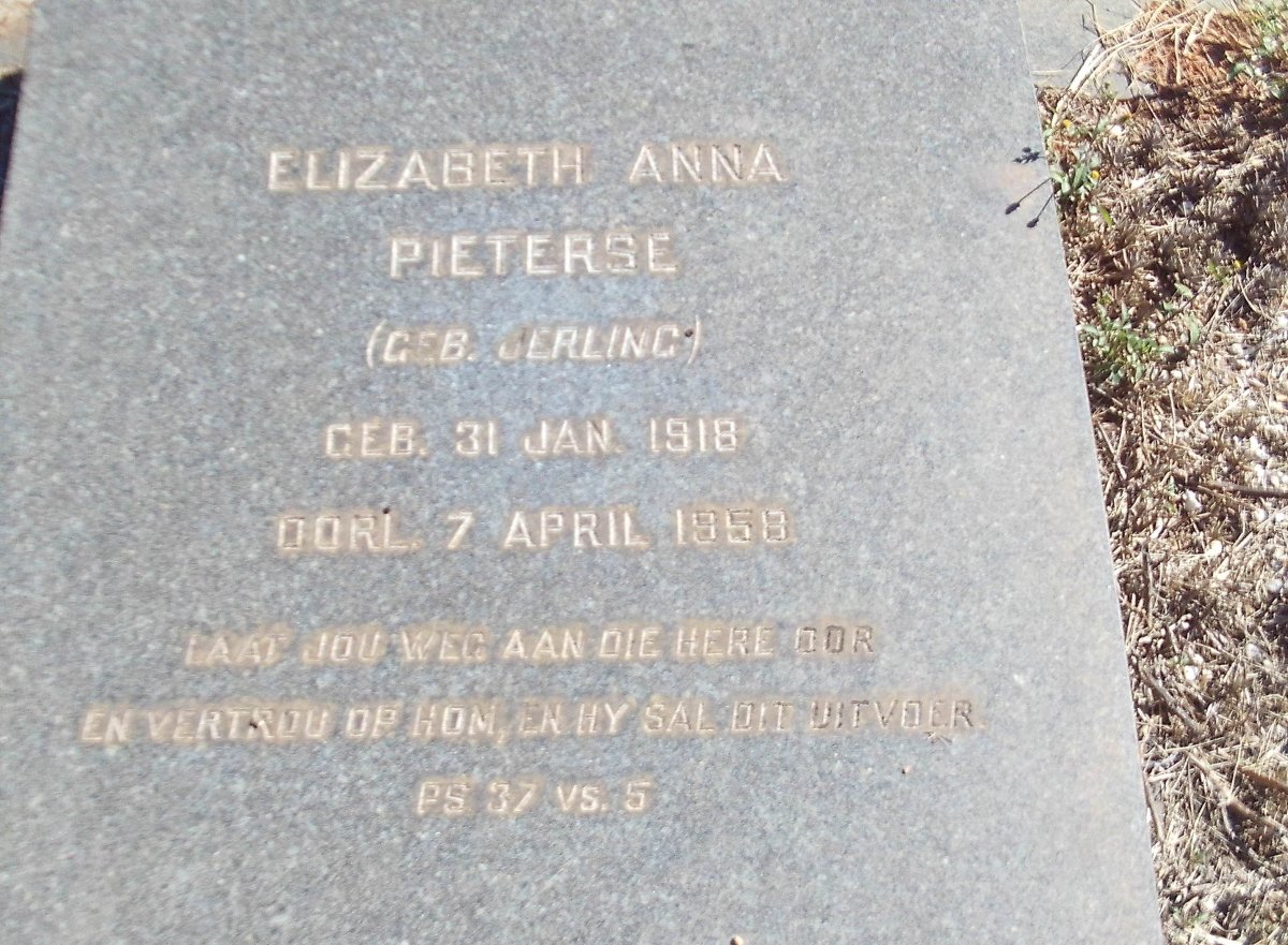 PIETERSE Elizabeth Anna nee GERLING 1918-1958
