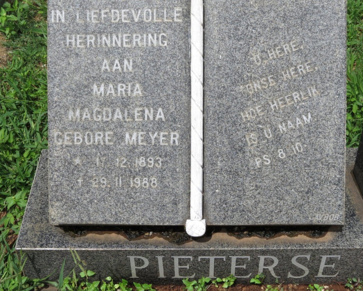 PIETERSE Maria Magdalena nee MEYER 1893-1988