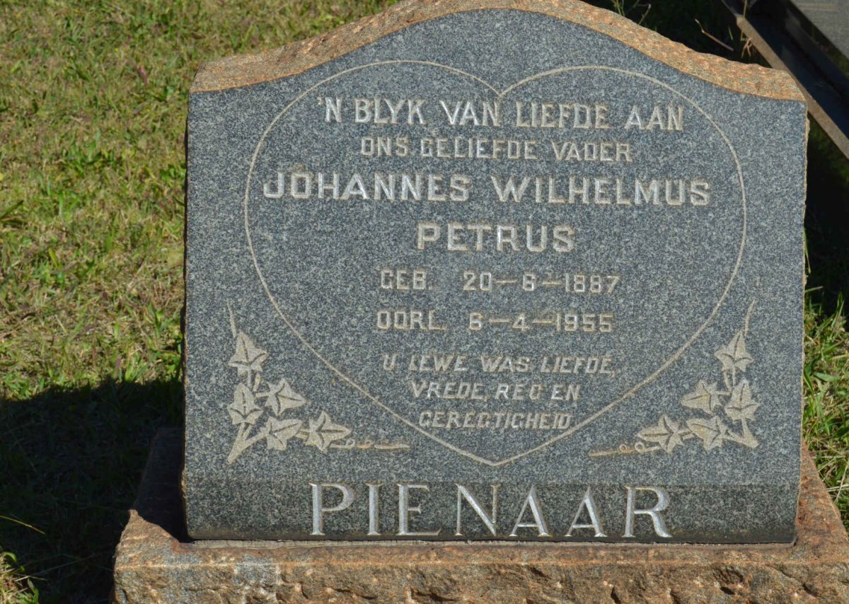 PIENAAR Johannes Wilhelmus Petrus 1887-1955