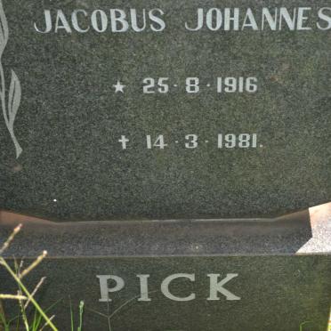 PICK Jacobus Johannes 1916-1981
