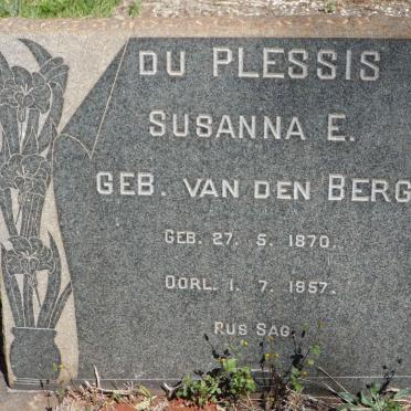 PLESSIS Susanna E., du nee VAN DEN BERG 1870-1957