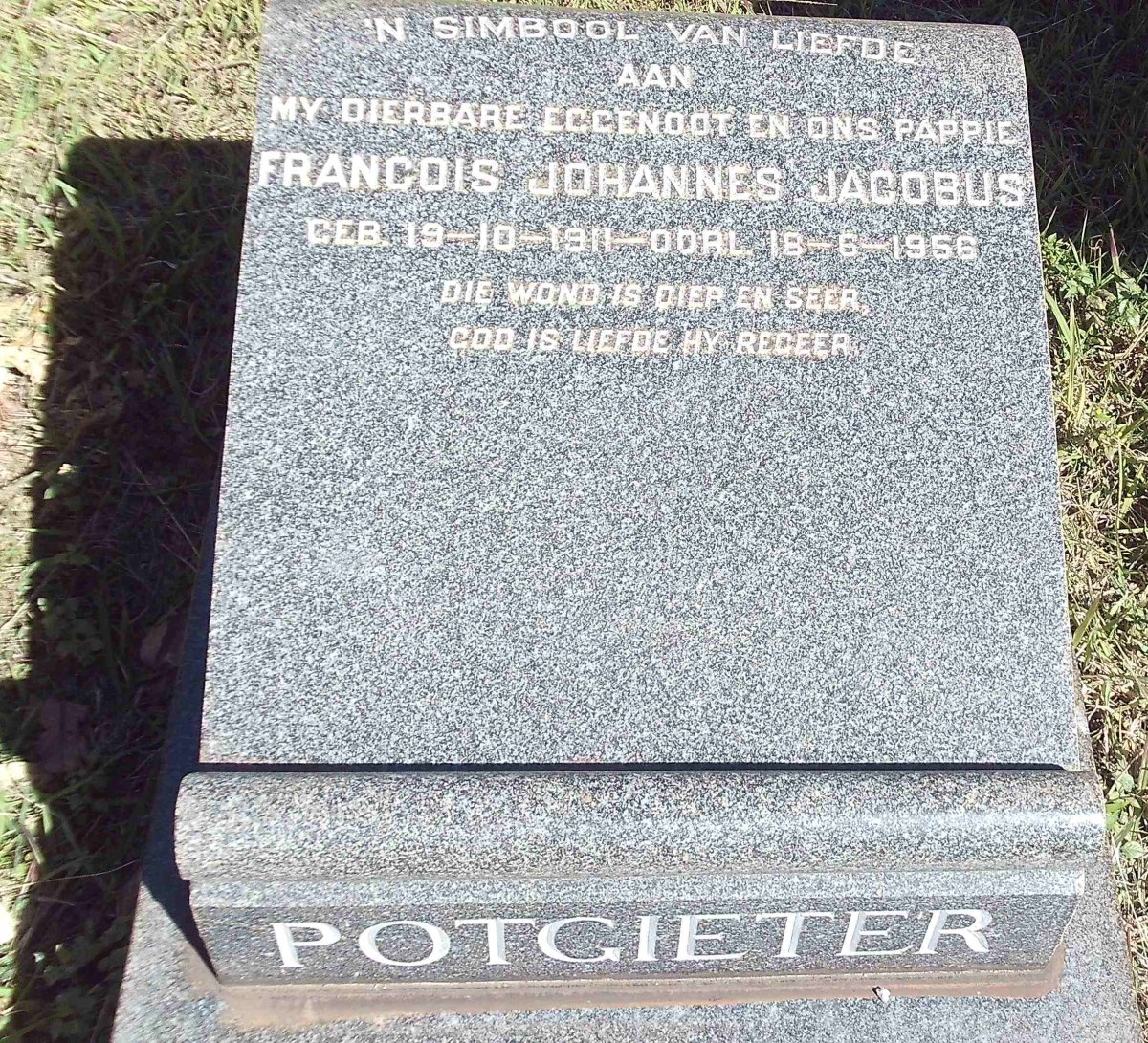 POTGIETER Francois Johannes Jacobus 1911-1956
