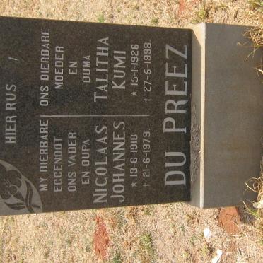 PREEZ Nicolaas Johannes, du 1918-1979 &amp; Talitha Kumi 1926-1998