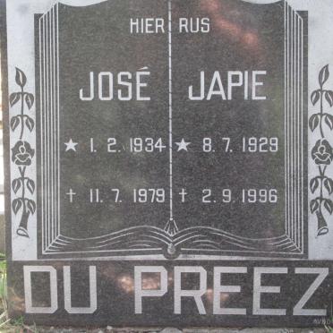 PREEZ Japie, du 1929-1996 :: DU PREEZ José 1934-1979