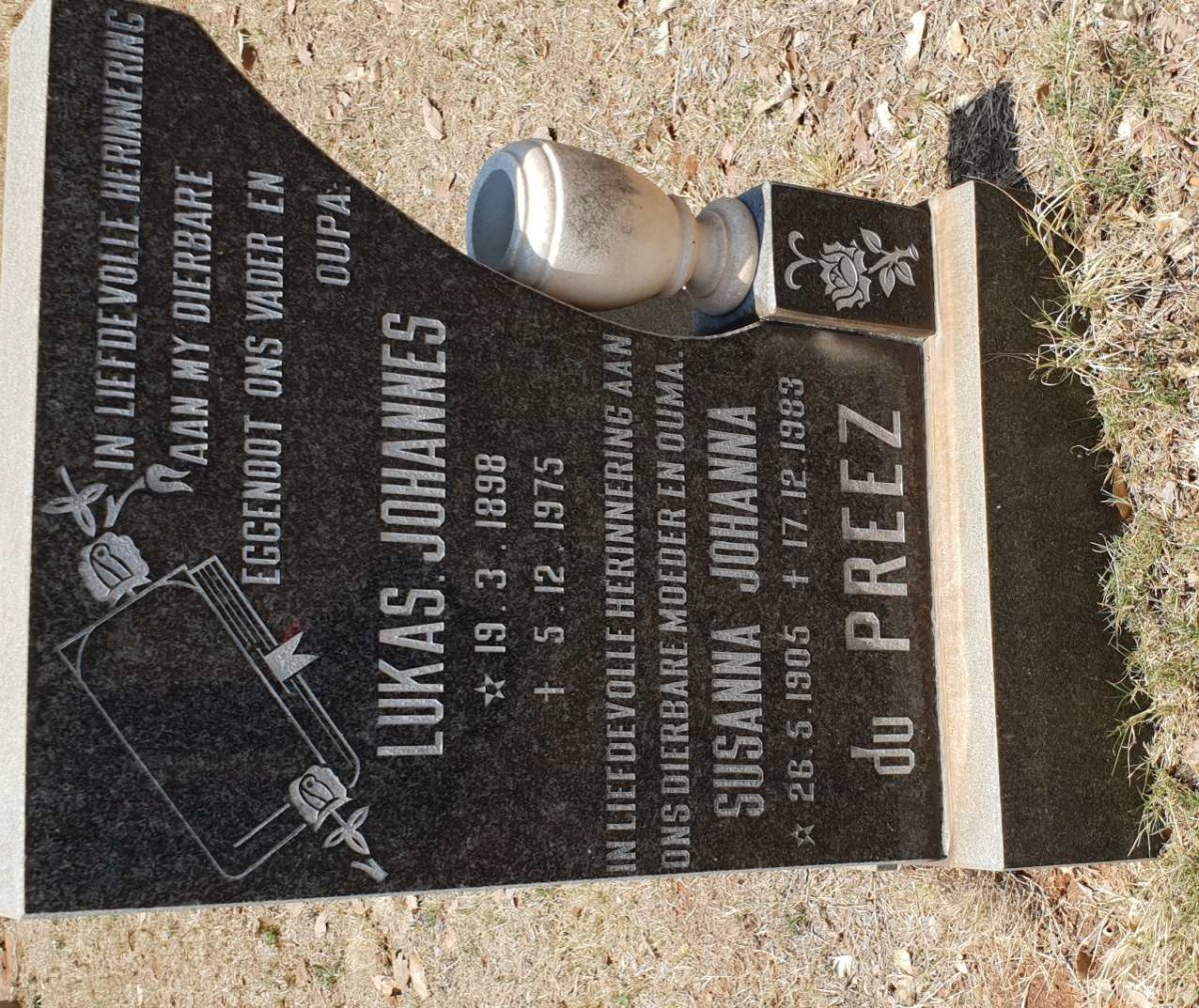 PREEZ Lukas Johannes, du 1898-1975 &amp; Susanna Johanna 1905-1983