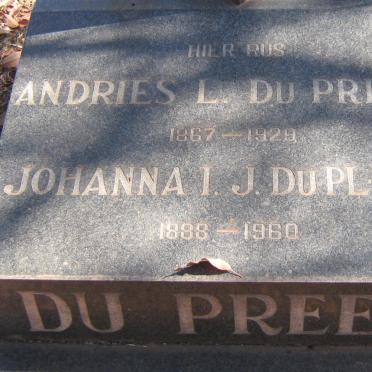 PREEZ Andries L., du 1867-1929 &amp; Johanna I.J. DU PLESSIS 1888-1960