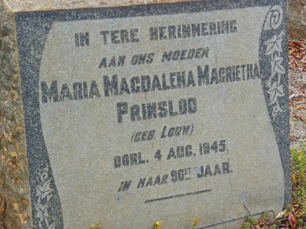 PRINSLOO Maria Magdalena Magrietha nee LOUW -1945