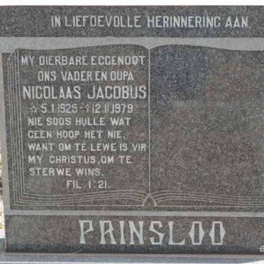 PRINSLOO Nicolaas Jacobus 1925-1979