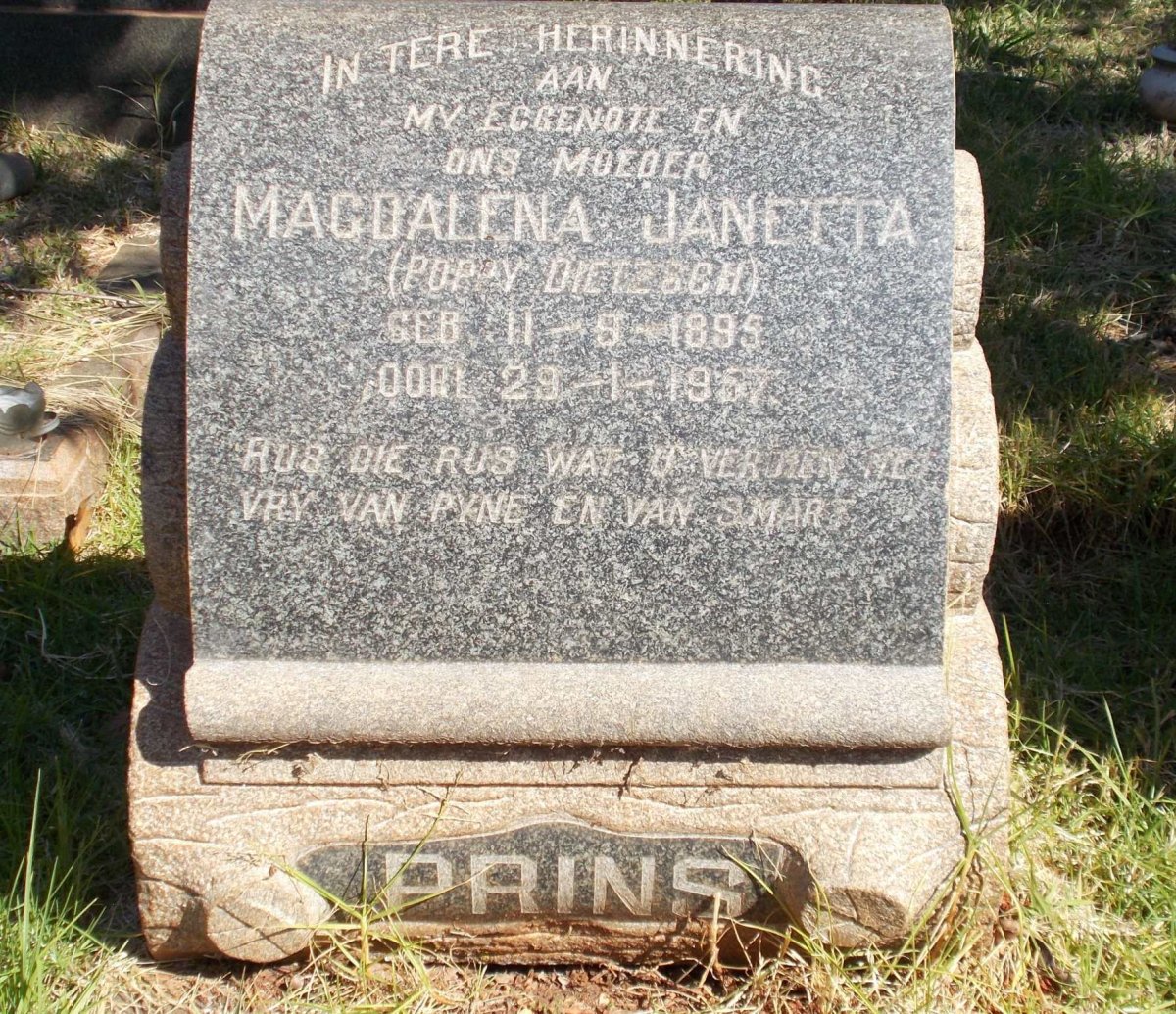 PRINS Magdalena Janetta nee DIETZSCH 1895-1957