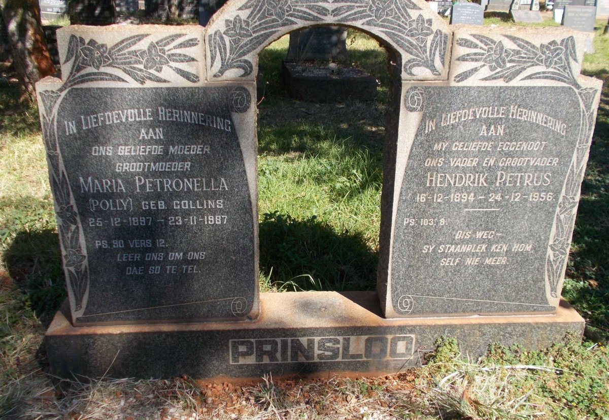 PRINSLOO Hendrik Petrus 1894-1956 &amp; Maria Petronella COLLINS 1897-1987