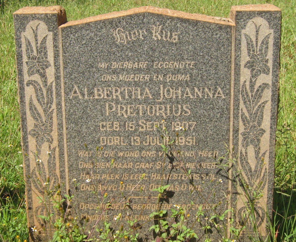 PRETORIUS Albertha Johanna 1907-1951