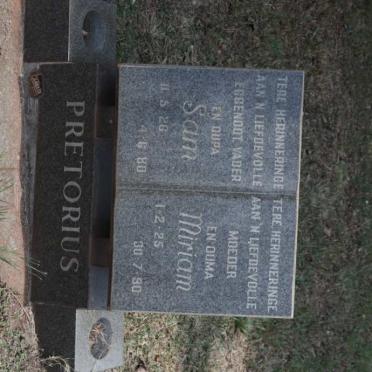 PRETORIUS Sam 1926-1980 &amp; Miriam 1925-1990