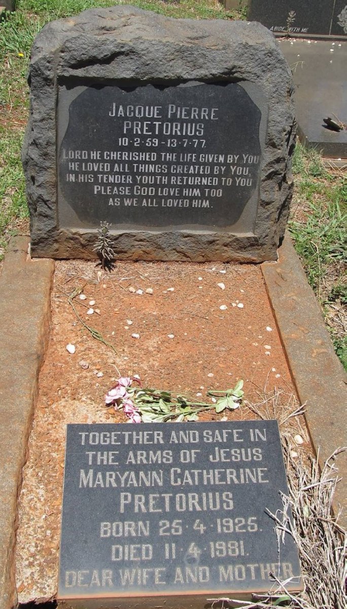 PRETORIUS Maryann Catherine 1925-1981 :: PRETORIUS Jacque Pierre 1959-1977