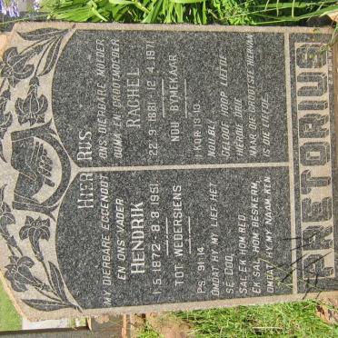 PRETORIUS Hendrik 1872-1951 &amp; Rachel 1881-1971