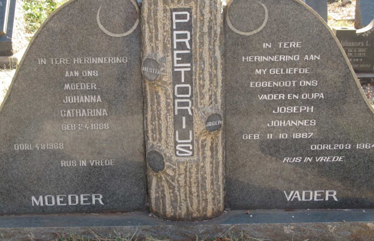 PRETORIUS Joseph Johannes 1887-1964 &amp; Johanna Catharina 1888-1968