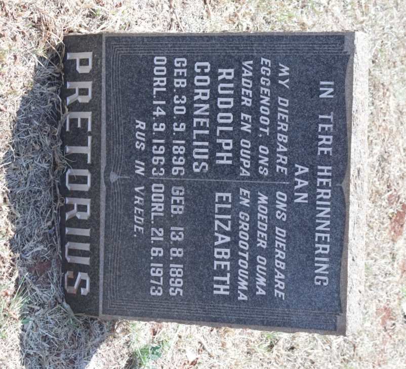 PRETORIUS Rudolph Cornelius 1896-1963 &amp; Elizabeth 1895-1973