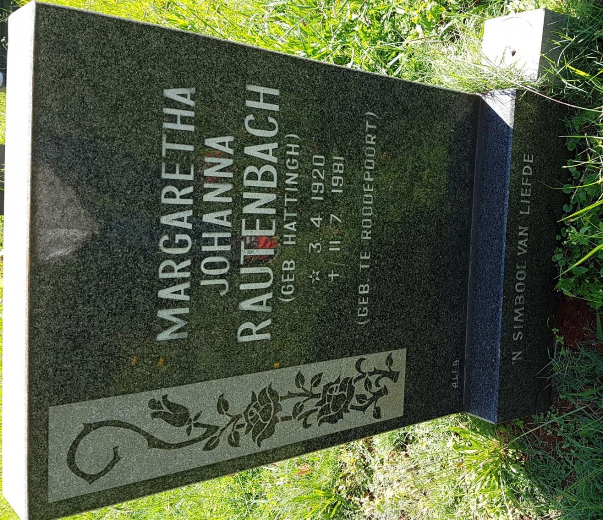 RAUTENBACH Margaretha Johanna nee HATTINGH 1920-1981