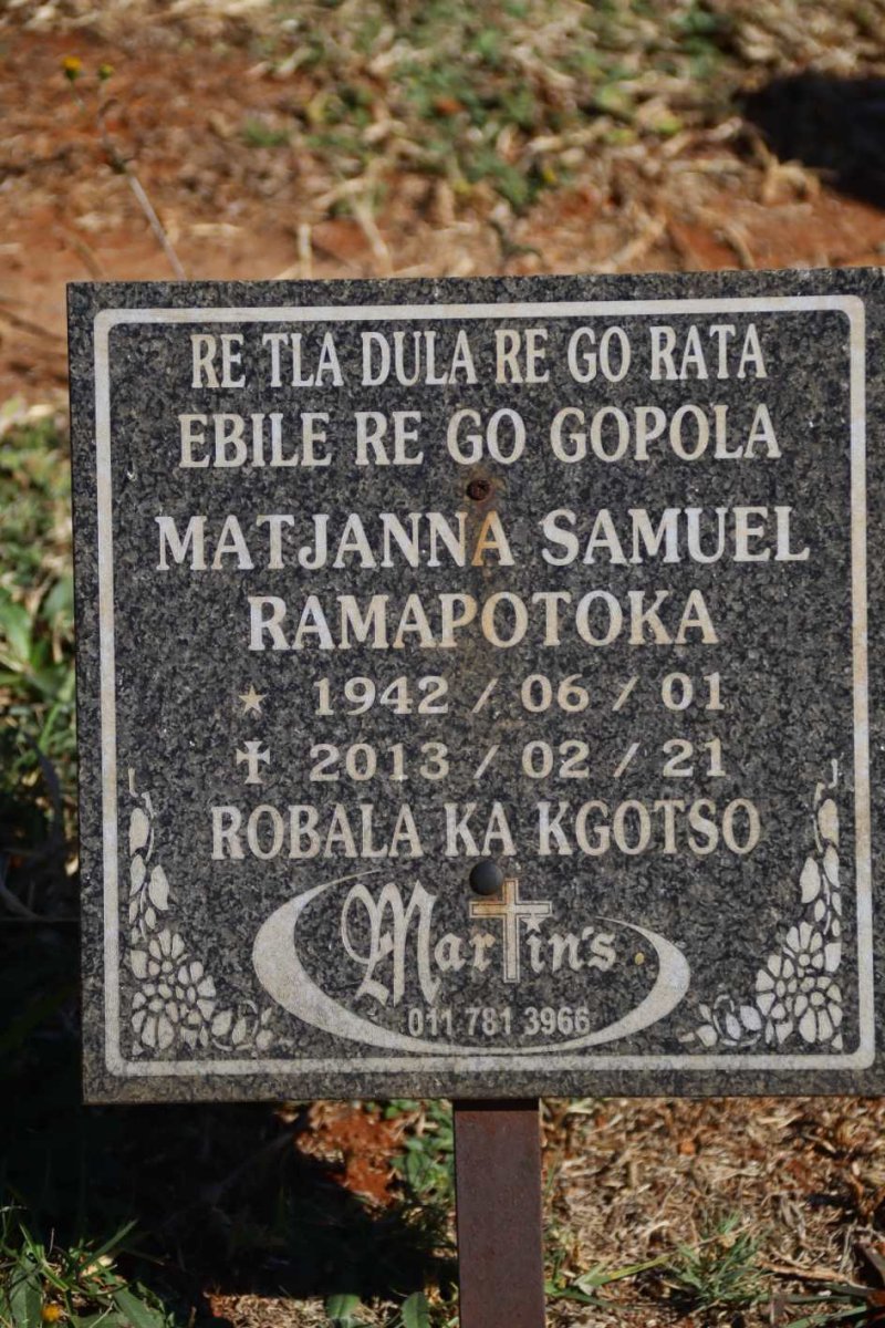 RAMAPOTOKA Matjanna Samuel 1942-2013