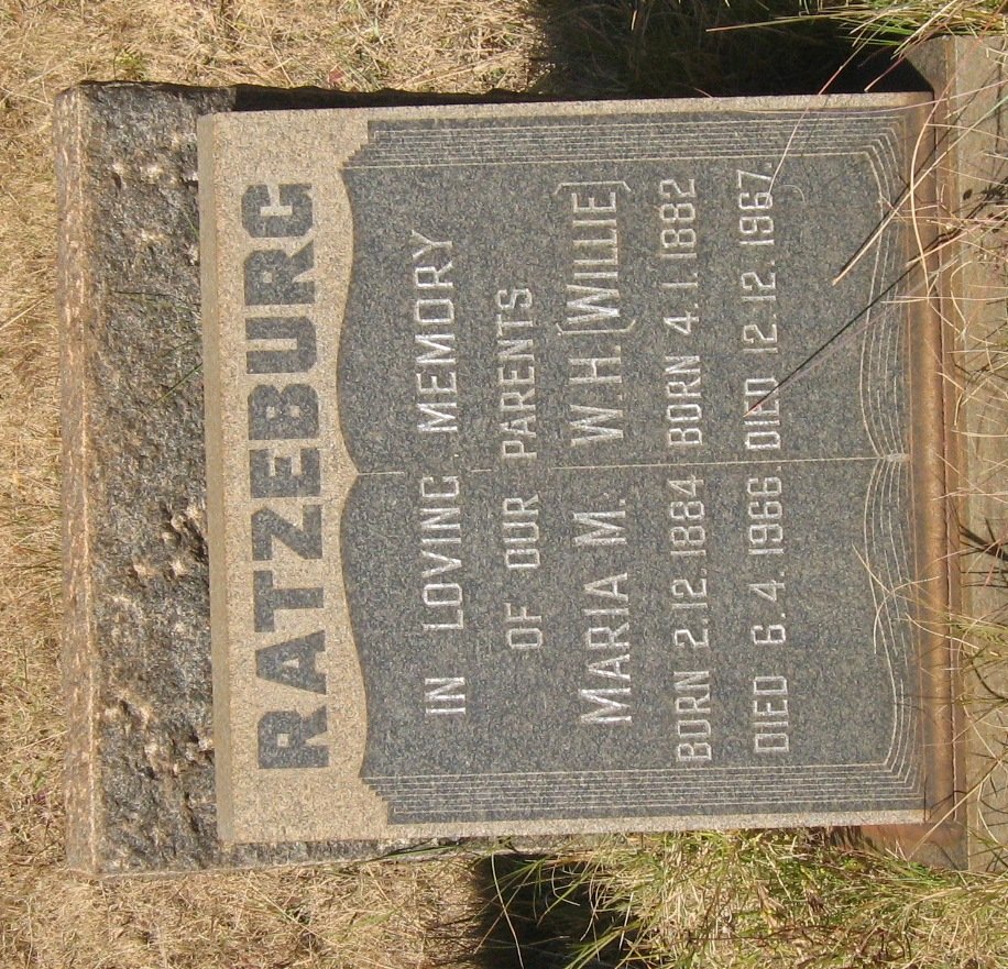 RATZEBURG W.H. 1882-1967 &amp; Maria M. 1884-1966